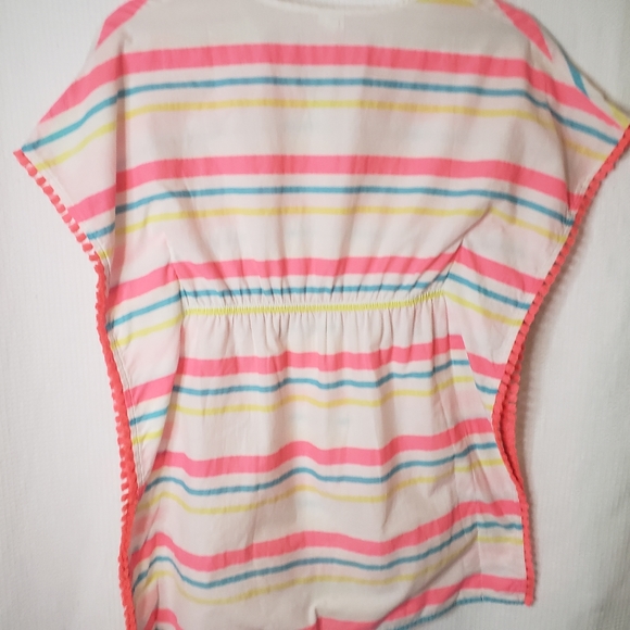 Cat & Jack Girls Med. 7/8 Striped Cotton Kaftan Beach Swim Coverup - Picture 3 of 4